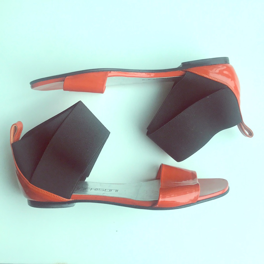 Bruno Frisoni Orange Leather And Elastic Sandals